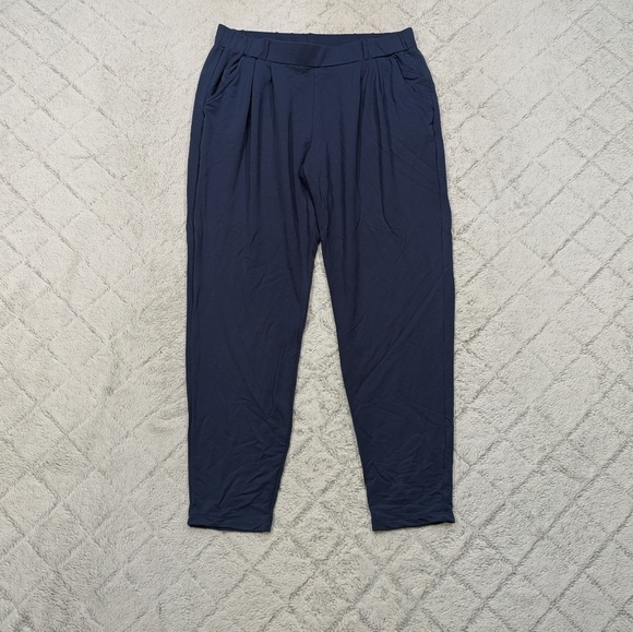 Garnet Hill Pants Women's L Blue Navy Easy Everyday Knit Trousers Stretch 28” - Picture 1 of 9